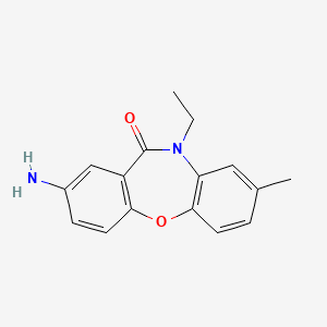 molecular formula C16H16N2O2 B12798242 2-Amino-10-ethyl-8-methyl-dibenz(b,f)(1,4)oxazepin-11-(10H)-one CAS No. 23474-58-0