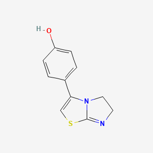 molecular formula C11H10N2OS B12798261 Phenol, 4-(5,6-dihydroimidazo(2,1-b)thiazol-3-yl)- CAS No. 23224-08-0