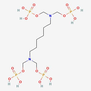 molecular formula C10H28N2O16P4 B12798304 12,12-Dihydroxy-2,9-bis((phosphonooxy)methyl)-11-oxa-2,9-diaza-12-phosphadodecyl dihydrogen phosphate 12-oxide CAS No. 93804-15-0