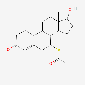 molecular formula C22H32O3S B12798325 S-(17-Hydroxy-3-oxoandrost-4-en-7-yl) propanethioate CAS No. 6947-46-2