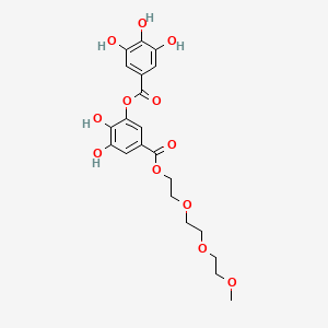 molecular formula C21H24O12 B12798335 Benzoic acid, 3,4-dihydroxy-5-((3,4,5-trihydroxybenzoyl)oxy)-, 2-(2-(2-methoxyethoxy)ethoxy)ethyl ester CAS No. 132005-27-7
