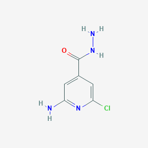 molecular formula C6H7ClN4O B12798363 2-Amino-6-chloropyridine-4-carbohydrazide CAS No. 28056-06-6