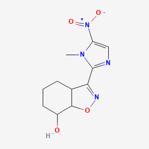 molecular formula C11H14N4O4 B12798365 3a,4,5,6,7,7a-Hexahydro-3-(1-methyl-5-nitro-1H-imidazol-2-yl)-1,2-benzisoxazol-7-ol CAS No. 90693-39-3