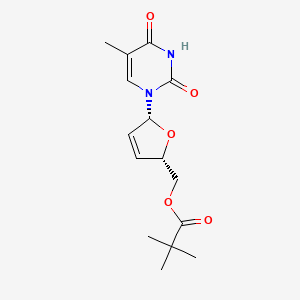 molecular formula C15H20N2O5 B12798467 Thymidine, 2',3'-didehydro-3'-deoxy-, 5'-(2,2-dimethylpropanoate) CAS No. 126209-27-6