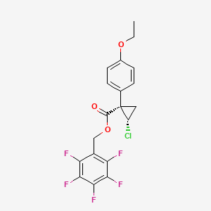 molecular formula C19H14ClF5O3 B12798475 Cyclopropanecarboxylic acid, 2-chloro-1-(4-ethoxyphenyl)-, (pentafluorophenyl)methyl ester, trans- CAS No. 104281-27-8