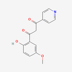 molecular formula C15H13NO4 B12798526 1-(2-Hydroxy-5-methoxyphenyl)-3-pyridin-4-ylpropane-1,3-dione CAS No. 6622-56-6