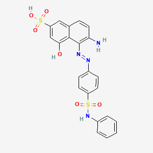 molecular formula C22H18N4O6S2 B12798533 6-Amino-5-((4-anilinosulfonylphenyl)azo)-4-hydroxynaphthalene-2-sulphonic acid CAS No. 64863-81-6