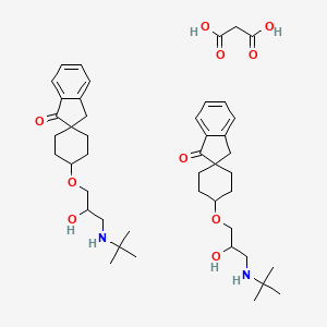 molecular formula C45H66N2O10 B12798535 4'-[3-(tert-butylamino)-2-hydroxypropoxy]spiro[3H-indene-2,1'-cyclohexane]-1-one;propanedioic acid CAS No. 65462-27-3