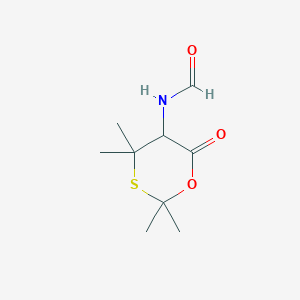 molecular formula C9H15NO3S B12798570 n-(2,2,4,4-Tetramethyl-6-oxo-1,3-oxathian-5-yl)formamide CAS No. 6632-64-0