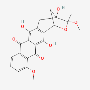 molecular formula C22H20O8 B12798582 1,4-Methanoanthra(2,3-c)oxepin-7,12-dione, 1,3,4,5-tetrahydro-4,6,13-trihydroxy-3,11-dimethoxy-3-methyl- CAS No. 75963-64-3