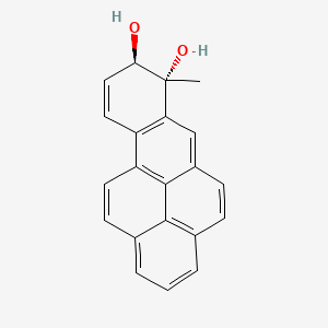 molecular formula C21H16O2 B12798619 Benzo(a)pyrene-7,8-diol, 7,8-dihydro-7-methyl-, (7R-trans)- CAS No. 83572-63-8