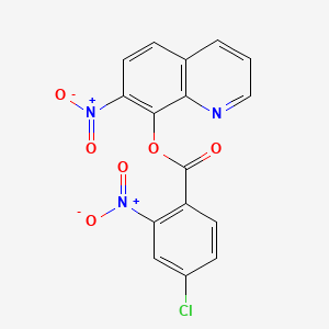 molecular formula C16H8ClN3O6 B12798636 Benzoic acid, 2-chloro-4-nitro-, 7-nitro-8-quinolinyl ester CAS No. 29007-11-2