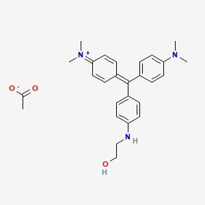 molecular formula C27H33N3O3 B12798649 Methanaminium, N-(4-((4-(dimethylamino)phenyl)(4-((2-hydroxyethyl)amino)phenyl)methylene)-2,5-cyclohexadien-1-ylidene)-N-methyl-, acetate (salt) CAS No. 82171-32-2
