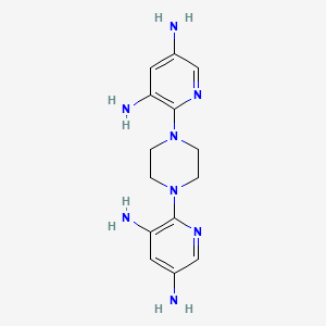 molecular formula C14H20N8 B12798666 3,5-Pyridinediamine, 2,2'-(1,4-piperazinediyl)bis- CAS No. 72624-39-6