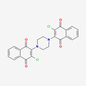 molecular formula C24H16Cl2N2O4 B12798728 2,2'-Piperazine-1,4-diylbis(3-chloronaphthoquinone) CAS No. 6312-47-6