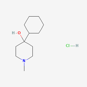 molecular formula C12H24ClNO B12798734 Piperidinol, 1-butyl-4-cyclohexyl-, hydrochloride CAS No. 63938-84-1
