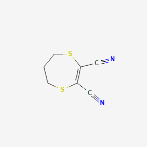 molecular formula C7H6N2S2 B12798767 6,7-Dihydro-5H-1,4-dithiepine-2,3-dicarbonitrile CAS No. 64527-54-4