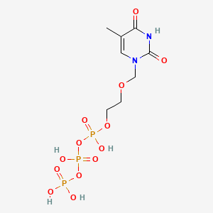 molecular formula C8H15N2O13P3 B12798772 Triphosphoric acid, P-(2-((3,4-dihydro-5-methyl-2,4-dioxo-1(2H)-pyrimidinyl)methoxy)ethyl) ester CAS No. 82617-27-4