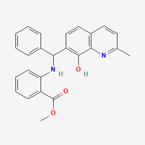 molecular formula C25H22N2O3 B12798835 Methyl 2-{[(8-hydroxy-2-methylquinolin-7-yl)(phenyl)methyl]amino}benzoate CAS No. 6964-63-2