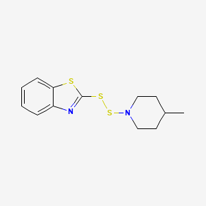 molecular formula C13H16N2S3 B12798924 Benzothiazole, 2-((4-methyl-1-piperidinyl)dithio)- CAS No. 57245-00-8