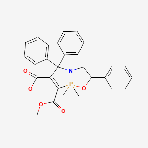 molecular formula C29H30NO5P B12798932 Dimethyl 8,8-dimethyl-2,5,5-triphenyl-5,8-dihydro-2H,3H-8lambda(5)-(1,2)azaphospholo(2,1-b)(1,3,2)oxazaphosphole-6,7-dicarboxylate CAS No. 71236-79-8
