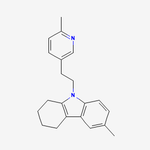 molecular formula C21H24N2 B12798974 6-Methyl-9-(2-(2-methyl-5-pyridyl)ethyl)-1,2,3,4-tetrahydrocarbazole CAS No. 47290-66-4
