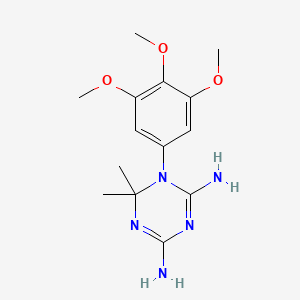 molecular formula C14H21N5O3 B12798990 1,3,5-Triazine-2,4-diamine, 1,6-dihydro-6,6-dimethyl-1-(3,4,5-trimethoxyphenyl)- CAS No. 136243-03-3