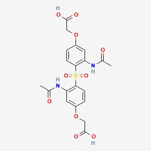 molecular formula C20H20N2O10S B12798994 2,2'-(Sulfonylbis((3-(acetylamino)-4,1-phenylene)oxy))diacetic acid CAS No. 6626-55-7