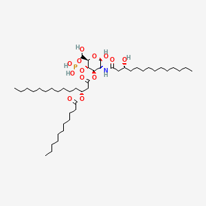 molecular formula C45H86NO13P B12799032 D-Glucose, 2-deoxy-2-((3-hydroxy-1-oxotetradecyl)amino)-, 4-(dihydrogen phosphate) 3-(3-((1-oxoundecyl)oxy)tetradecanoate), (2(R),3(R))- CAS No. 125034-35-7