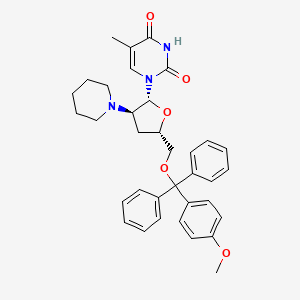 molecular formula C35H39N3O5 B12799050 Uridine, 2',3'-dideoxy-5'-O-((4-methoxyphenyl)diphenylmethyl)-5-methyl-2'-(1-piperidinyl)- CAS No. 134935-01-6