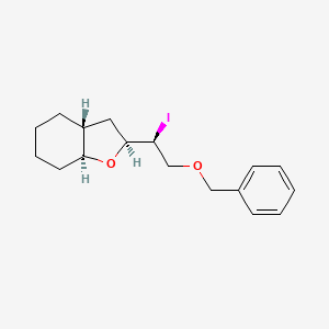 molecular formula C17H23IO2 B12799051 Benzofuran, octahydro-2-(1-iodo-2-(phenylmethoxy)ethyl)-, (2alpha(S*),3abeta,7aalpha)- CAS No. 101858-88-2