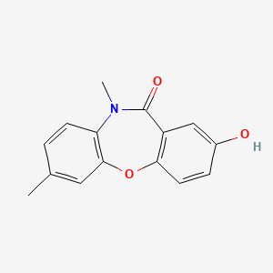 molecular formula C15H13NO3 B12799062 7,10-Dimethyl-2-hydroxy-dibenz(b,f)(1,4)oxazepin-11-(10H)-one CAS No. 140413-01-0