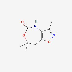 molecular formula C9H12N2O3 B12799071 3,7,7-Trimethyl-7,8-dihydroisoxazolo(4,5-d)(1,3)oxazepin-5(4H)-one CAS No. 77931-65-8