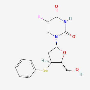 molecular formula C15H15IN2O4Se B12799112 Uridine, 2'-deoxy-5-iodo-3'-Se-phenyl-3'-seleno- CAS No. 144989-71-9