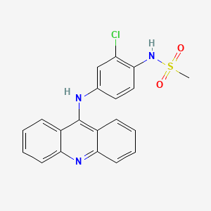 molecular formula C20H16ClN3O2S B12799123 Methanesulfonanilide, 2'-chloro-4'-(9-acridinylamino)- CAS No. 72738-95-5