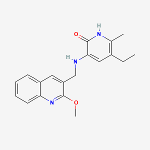 molecular formula C19H21N3O2 B12799132 2(1H)-Pyridinone, 5-ethyl-3-(((2-methoxy-3-quinolinyl)methyl)amino)-6-methyl- CAS No. 139548-12-2