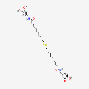 molecular formula C38H60N2O6S2 B12799231 Undecanamide, 11,11'-dithiobis(N-vanillyl- CAS No. 102612-99-7