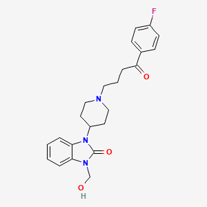 molecular formula C23H26FN3O3 B12799347 2-Benzimidazolinone, 1-(1-(3-(p-fluorobenzoyl)propyl)-4-piperidyl)-3-hydroxymethyl- CAS No. 1814-13-7