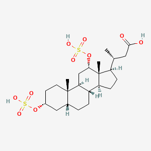 molecular formula C23H38O10S2 B12799493 Nordeoxycholic acid disulfate CAS No. 124183-28-4