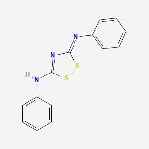 molecular formula C14H11N3S2 B12799546 N-Phenyl-3-(phenylimino)-3H-1,2,4-dithiazol-5-amine CAS No. 57633-33-7