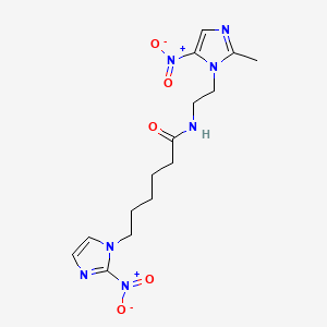 molecular formula C15H21N7O5 B12799568 N-(2-(2-Methyl-5-nitro-1H-imidazol-1-yl)ethyl)-2-nitro-1H-imidazole-1-hexanamide CAS No. 154094-93-6