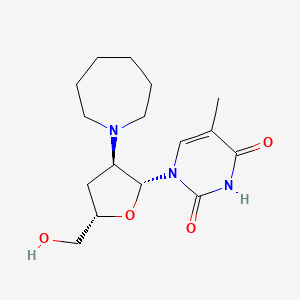molecular formula C16H25N3O4 B12799590 Uridine, 2',3'-dideoxy-2'-(hexahydro-1H-azepin-1-yl)-5-methyl- CAS No. 134935-11-8