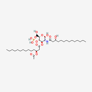 molecular formula C36H68NO13P B12799761 D-Glucose, 2-deoxy-2-((3-hydroxy-1-oxotetradecyl)amino)-, 4-(dihydrogen phosphate) 3-(3-(acetyloxy)tetradecanoate), (2(R),3(R))- CAS No. 125034-33-5