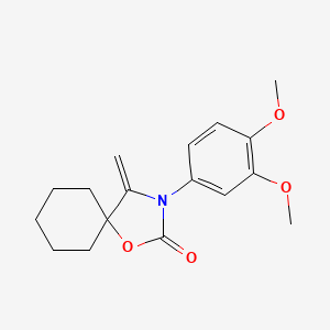 molecular formula C17H21NO4 B12799913 1-Oxa-3-azaspiro(4.5)decan-2-one, 3-(3,4-dimethoxyphenyl)-4-methylene CAS No. 102504-21-2