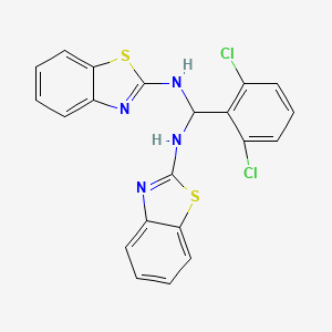 molecular formula C21H14Cl2N4S2 B12799938 Benzothiazole, 2,2'-(2,6-dichlorobenzylidenediimino)di- CAS No. 96733-56-1