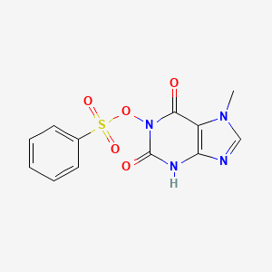 molecular formula C12H10N4O5S B12799941 7-Methyl-1-((phenylsulfonyl)oxy)-3,7-dihydro-1H-purine-2,6-dione CAS No. 1094-67-3