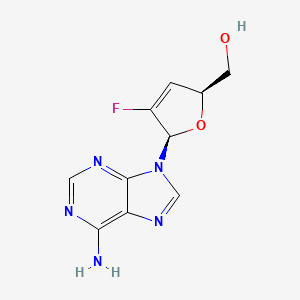 molecular formula C10H10FN5O2 B12799944 9-(2,3-Dideoxy-2-fluoro-beta-D-glycero-pent-2-eno-furanosyl)adenine CAS No. 226415-12-9