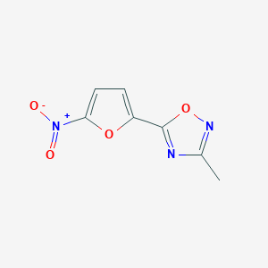 molecular formula C7H5N3O4 B12800019 3-Methyl-5-(5-nitrofuran-2-yl)-1,2,4-oxadiazole CAS No. 1455-83-0