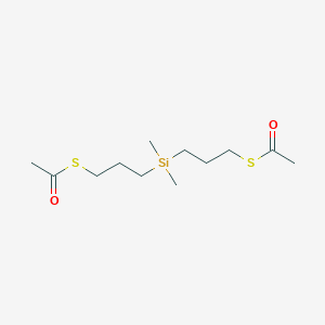 molecular formula C12H24O2S2Si B12800037 S-[3-[3-acetylsulfanylpropyl(dimethyl)silyl]propyl] ethanethioate CAS No. 18027-92-4