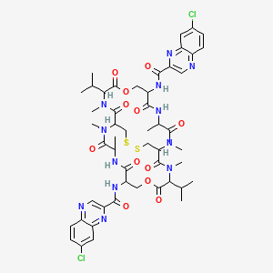 molecular formula C50H60Cl2N12O12S2 B12800077 Bis(7-chloro)triostin A CAS No. 85502-73-4